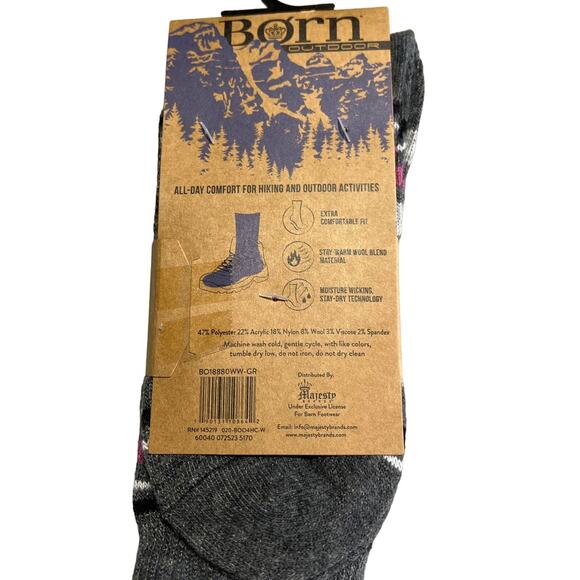 Born Outdoor 4 Pack Wool Blend Boot Socks - Picture 5 of 6